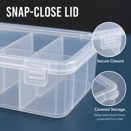 3-Pack Transparent Cable Organizer Storage Boxes with Lids and Dividers