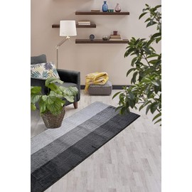 ORFA HOME Custom Size Hallway Runner Rug, Slip Resistant, 26 Inch Wide X Your Choice of Length, Squares Anthracite, 26 Inch X 24 feet