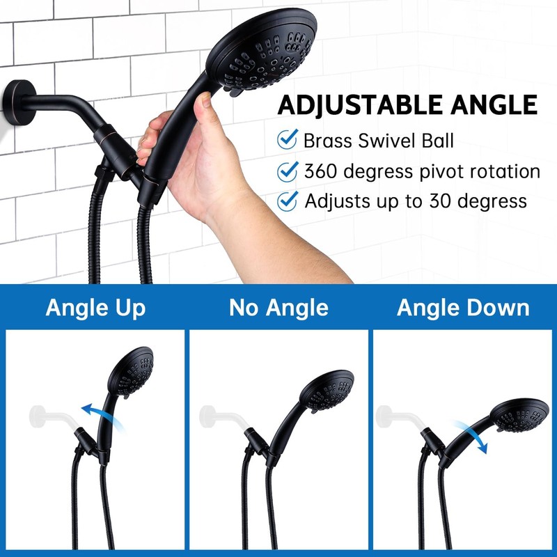 G-Promise High Pressure Shower Head 6 Spray Setting with Adjustable