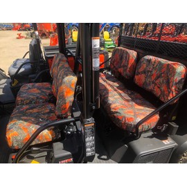 Durafit Seat Covers, for 2015 and Newer Kubota RTV X1140 ***Seat Covers for Rear Seats*** Made in Orange Camo Waterproof Endura Split Solid Bottom Bench Seat