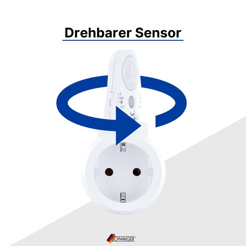 SCHWAIGER 661552 Intermediate Socket PIR Motion Sensor Socket Adapter Light