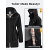SaphiRose Women's Long Hooded Rain Jacket Outdoor Raincoat Windbreaker(Black,Medium)