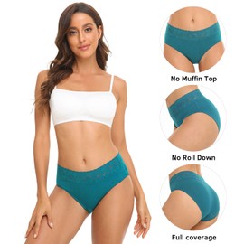 RHYFF Womens Underwear Cotton Hipster Panties Lace Soft Bikini Panty Ladies Stretch Full Briefs 5 Pack S-XL(R6004XL-Dark)