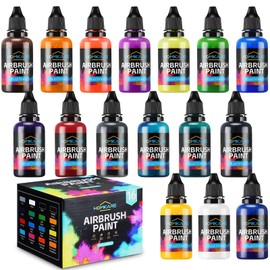 HOMKARE Airbrush Paint, 16 Colors Airbrush Paint Set, Water Based Air Brush Paints, Ready to Spray, Air Brush Painting Set, 30ml/Bottle