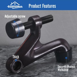 HOMOTEK 2 Pack Hinge Pin Door Stoppers, Adjustable Deluxe Heavy Doorstops for Top of Door, with Black Rubber Bumper Tips, Oil Rubbed Bronze