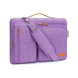 MOSISO 360 Protective Laptop Shoulder Bag,17-17.3 inch Computer Bag Compatible with MacBook, HP, Dell, Lenovo, Asus Notebook,Side Open Messenger Bag with 4 Zipper Pockets&Handle, Lilac