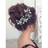 IYOU Crystal Bridal Hair Vine Green Pearl Wedding Headband Rhinestone