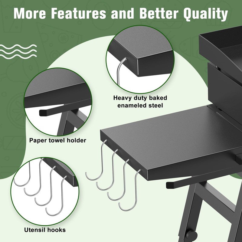Griddle Stand Side Shelf for Blackstone 17" 22" Griddle Stand,