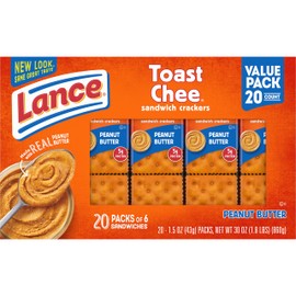 Lance Sandwich Crackers ToastChee Peanut Butter 20 Individually Wrapped Packs 6 Sandwiches Each