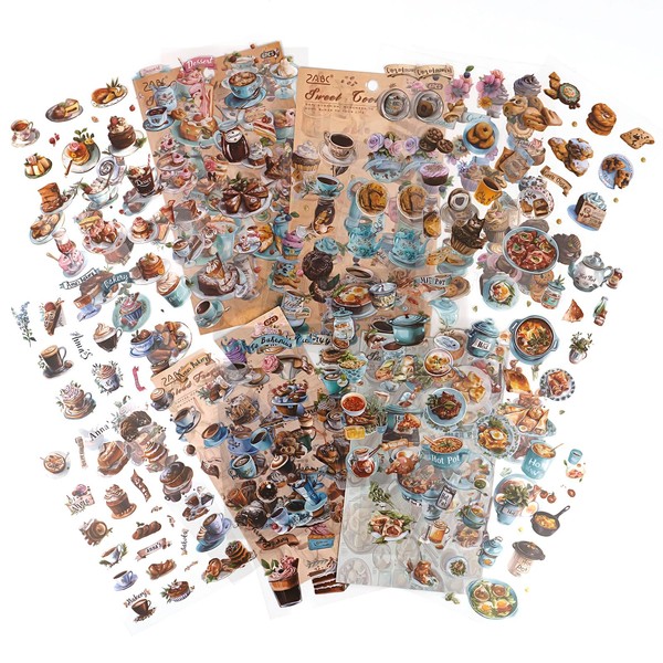 OKUPAN 400PCS Food Stickers for Journaling & Scrapbooking – Coffee,