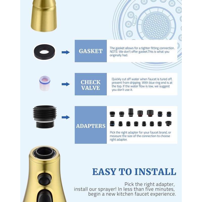 Kitchen Faucet Spray Head Replacement - Pull Down Faucet Sprayer