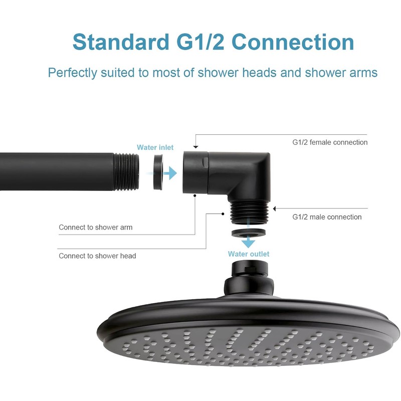 OFFO Shower Head Elbow Adapter, All Metal Handheld Shower Head