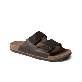REEF Ojai Two Bar Men's Fashion Slide Sandal, Premium Suede, Soft Cushion Footbed, Brown Leather, 10