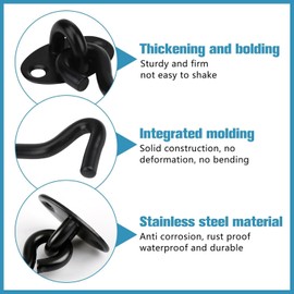Door Lock Hook, Black 201 Stainless Steel Door Lock Hook for Sliding Window Eyelets Lock, Perfectly Matched with Traditional Style Sliding Doors and Barn Doors
