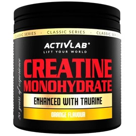 Activlab Creatine Monohydrate - Jar 300g - 50 Servings - Orange Flavor - Contains Taurine - Increasing Strength - Powder - 3X lab Tested, by Unipro