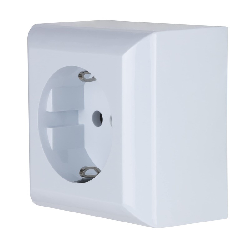 REV 0510052777 PlanoLuxe Earthed Contact Socket Surface-Mounted, White