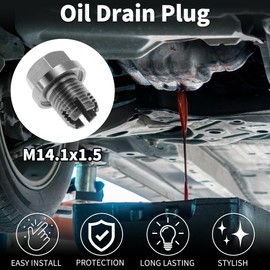 X AUTOHAUX M14.1x1.5 Oil Drain Plug Stainless Steel Oil Pan Drain Bolt Screw Thread Repair 1 x Drain Plug 1 x Hex Wrench 2 x Green Washers 1 x Black Washer