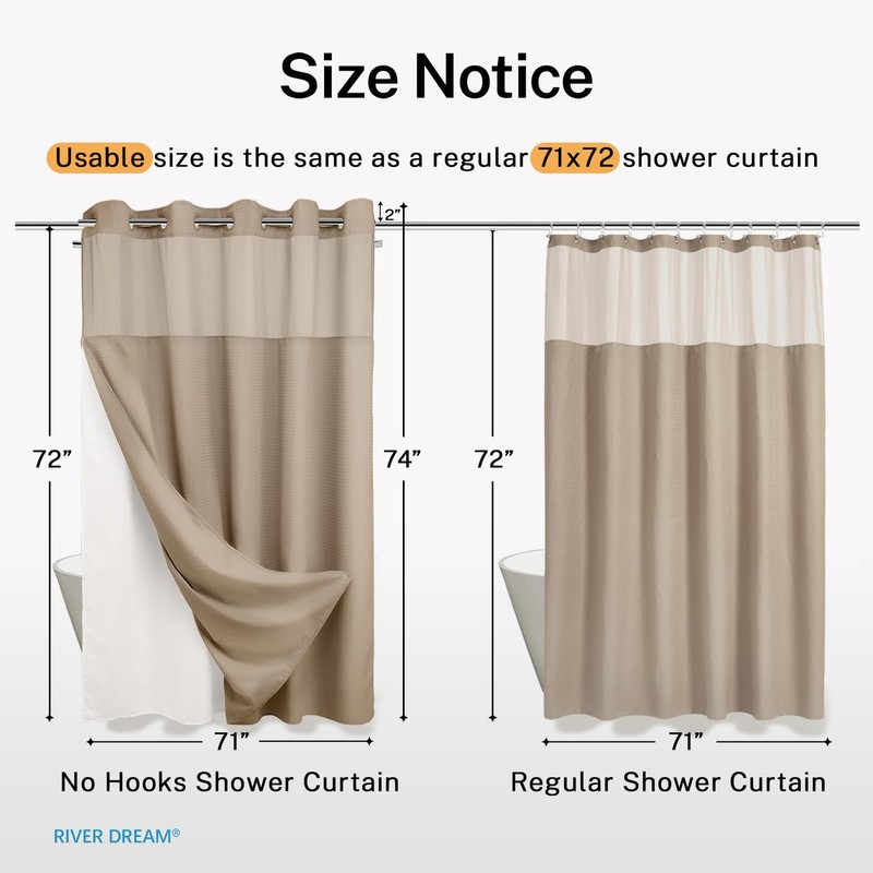 River Dream Heavyweight No Hooks Required Dotted Waffle Weave Shower
