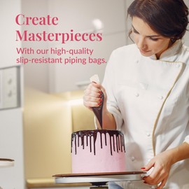 Set of 200 - Anti Burst Piping Bags 12 Inch - Prestee Tipless Icing Bags - Durable Frosting Piping Bag Tools - Pastry and Cookie Decorating Supplies