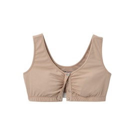 Silverts Front Closure Bras for Older Women, Post Surgery Bras for Women Front Closure, Breast Surgery Recovery Supplies, Comfortable Adaptive Clothing for Elderly - Sand/Gray MED