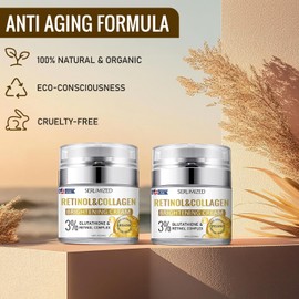 Serumized Retinol Cream for Face, Moisturizer for Anti Aging & Wrinkled Skin, Day and Night for Women & Men, Retinol Collagen Facial Care Face and Neck 1.69 Fl Oz (50ml)