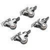 4Pcs Small Caster Wheels 1in Diameter Steel Rubber Rotating Locking