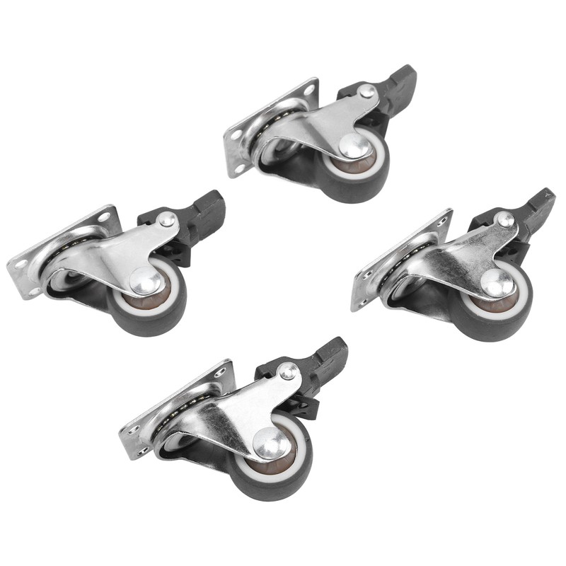 4Pcs Small Caster Wheels 1in Diameter Steel Rubber Rotating Locking