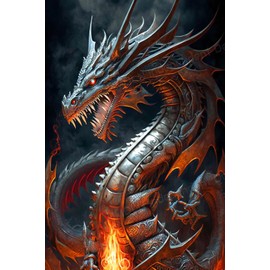 IHMOLN 1000 Pieces Puzzle for Adults Flaming Silver Dragon - Safe Wooden, Hi-Definition Printing Beautiful Drawings, Spend The Winter Vacation and New Year's Day, Elevate Yourself Gift Decor
