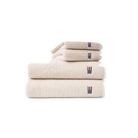 LEXINGTON Original Towel White/Tan Striped, White/Tan, 30 x 50 cm