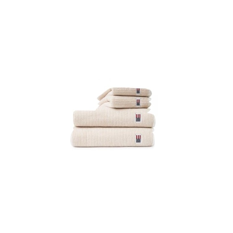 LEXINGTON Original Towel White/Tan Striped, White/Tan, 30 x 50 cm