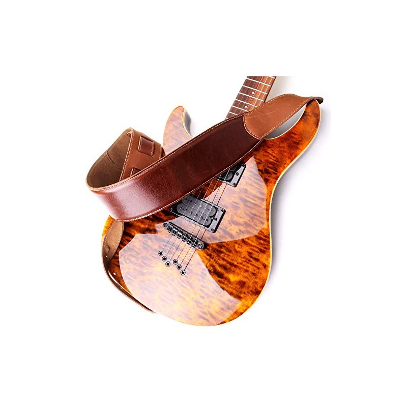 Guitar Accessories Thick Genuine Leather Electric Bass Guitar Strap Adjustable