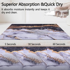 Marble Dish Drying Mat For Kitchen Counter 24 "X16" Absorbent Non-Slip Rubber Backed, Quick Dry Silicone Pad For Coffee Machine Dish Rack