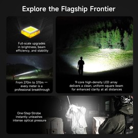 NEXTORCH P84 LED Police Flashlight, 3700 High Lumens Rechargeable Flashlight with Red and Blue Lights & Strobe & Ceramic Bead Broken Window for Night Duty, Outdoor Adventure, Daily Use