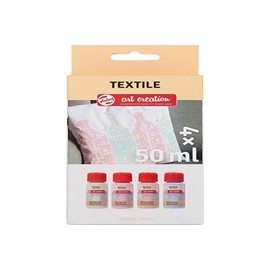 Talens Art Creation Textile Paint, Set of Durable Fabric Paint, 4 Pastel Colours for T-Shirts, Shoes, Clothing, DIY, Upcycling