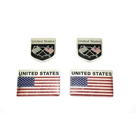 speed mao Car USA USA Flag Emblem Aluminum Stickers, 2 Types, Set of 4