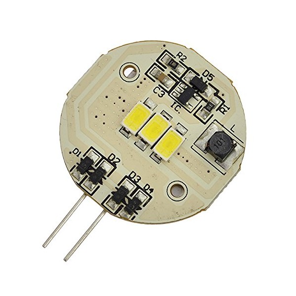 LEDwholesalers G4 Base Side-Pin 3-LED Disc Type Bulb with Heat Sink, Warm White, 1118WW (Single Bulb, Warm White)