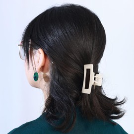 Women Rectangle Hair Clips for Women Thin Thick Curly Hair, 3 Pack Nonslip Jaw Clips (Beige, Brown, Black),3.4 Inch