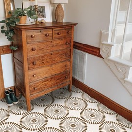 Funlife 25 x 25 cm Flower Tiles Tile Stickers Large Matte Texture Home Tile Stickers, Vintage Tile Stickers Waterproof Removable for Bathroom Kitchen Decoration 16 Pieces