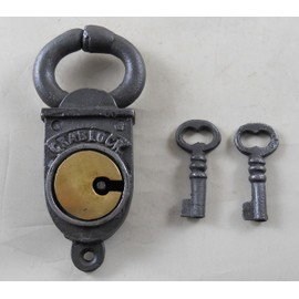 Antique Style Crab Lock Padlock with 2 Skeleton Keys