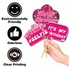 30Pcs Pink Girl Birthday Photo Booth Props with Sticks,Hot Pink
