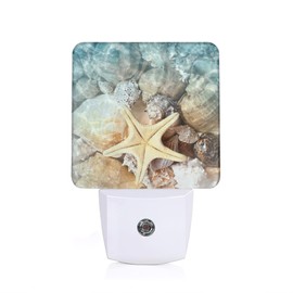 Starfish Seashell on Beach Night Light, Summmer Beach Night Light Plug into Wall with Dusk to Dawn Sensor, LED Lamp Energy Saving Lights for Men Women Boys Girls,Lamp for Bedroom Bathroom Hallway