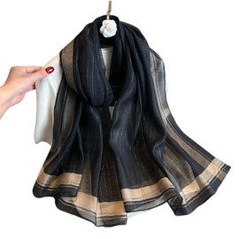 kinaviola Formal Stole, Shawl, Scarf, Scarf, Overlay, Large, Wedding, Party, Beautiful, Elegant, Gorgeous, Glitter, For Adults, Women's, Gift, Cooling Protection, Sunburn Protection, Black