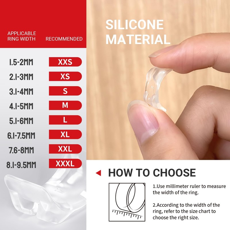 Omilly 8 SizesSilicone Ring Sizer Adjuster for Loose Rings –