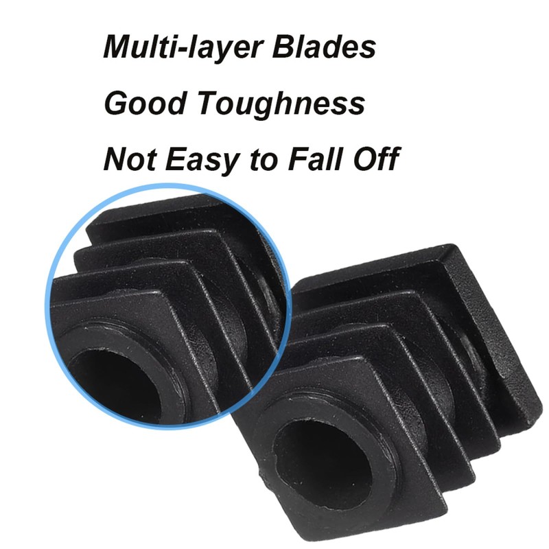 10 Pcs Square Tube Plastic Inserts M8 Thread Furniture Leg
