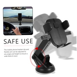 TEHAUX Suction Cup Phone Holder for Car Retractable Dashboard Mount Strong Skid Design Fit for All Smartphones Stylish and Durable Vehicle Phone Bracket for Navigation and Hands Use