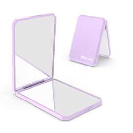 wobsion Small Compact Mirror,1x/2x Travel Magnifying Mirror,2-Sided Handheld Portable Folding Mirror,Mini Makeup Mirror for Purse,Pocket,Gifts,Square(Purple)