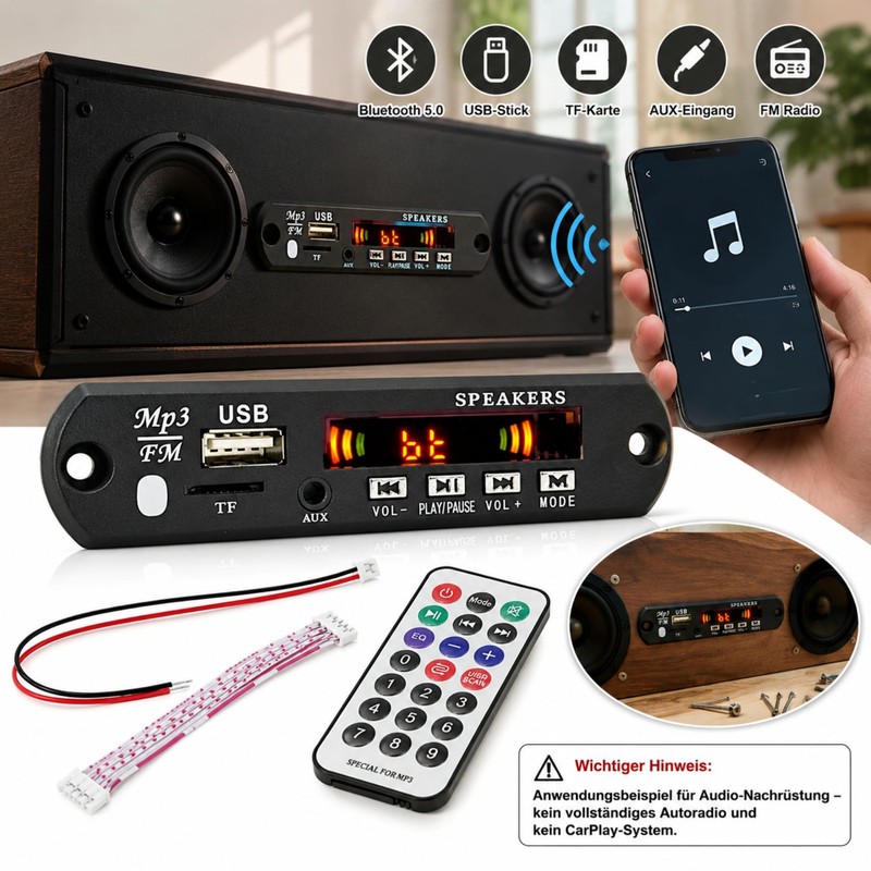 N13CS Bluetooth 5.0 MP3 Decoder Module with FM, USB, TF,