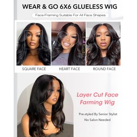 Face-Framing Layered Curtain Bangs Glueless Wigs Human Hair Pre Plucked Pre Cut HD Lace Front Wigs 9x6 Ready to Wear Butterfly Haircut Closure Wig Human Hair with Layered Curtain Bangs 18 Inch