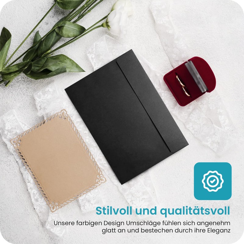 Netuno 25 Coloured Envelopes Black DIN C5 16.2 x 22.9