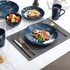 Loymokinar Modern Porcelain 16 Piece White and Gold Dinnerware Set,